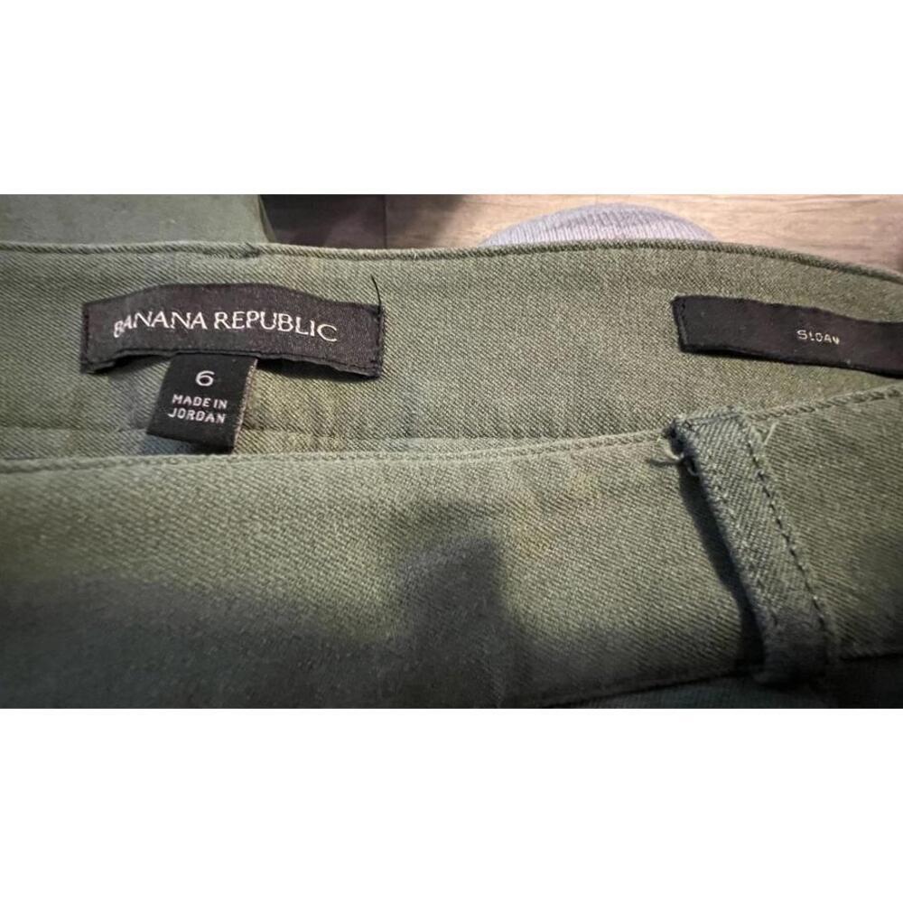 Banana Republic, Sloan Olive Green Women's Pants with Button Detail - Picture 4 of 6
